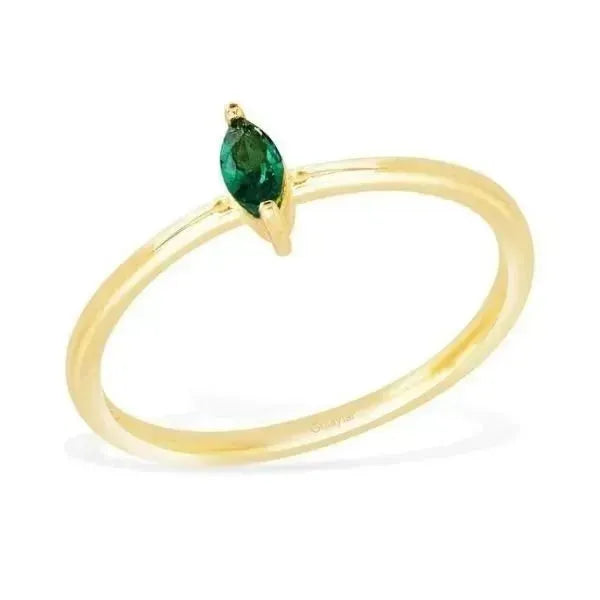 Ring Trendy In 14 Karat Gelbgold Mit Synthetischem Smaragd - Königlicher Siegelring