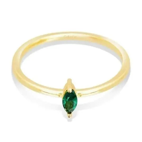 Ring Trendy In 14 Karat Gelbgold Mit Synthetischem Smaragd - Königlicher Siegelring