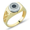SIEGELRING AUS GOLD MIT ONYX STEIN UND ZIRKONEN - Königlicher Siegelring