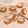 SIEGELRING DAMEN EDELSTAHL GOLD TAROT TROPFEN ÖL RING - Königlicher Siegelring