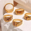 SIEGELRING DAMEN EDELSTAHL GOLD TAROT TROPFEN ÖL RING - Königlicher Siegelring