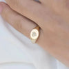SIEGELRING DAMEN GOLD 14 KARAT - PINKY DIAMANT OVAL HERZ GOLDRING - Königlicher Siegelring