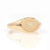 SIEGELRING DAMEN GOLD 14 KARAT - PINKY DIAMANT OVAL HERZ GOLDRING - Königlicher Siegelring