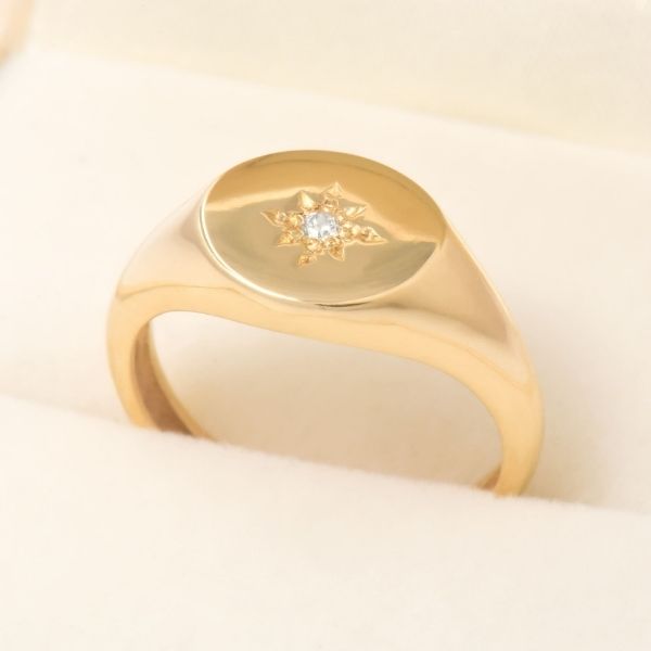 siegelring-damen-gold-14-karat-pinky-north-star-diamant-oval-ring-damenringe