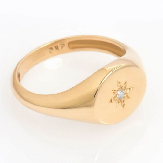 siegelring-damen-gold-14-karat-pinky-north-star-diamant-oval-ring-damenringe