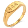 SIEGELRING DAMEN GOLD FARBE MIT ENGEL NUMMER - Königlicher Siegelring