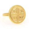 SIEGELRING DAMEN GOLD MIT GRIECHISCHER MÜNZE UND BYZANTINISCHEM KREUZ - Königlicher Siegelring