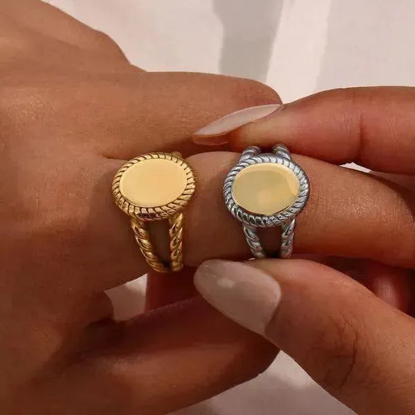 SIEGELRING DAMEN GOLD UND SILBER FARBE - ABSOLUTER STIL UND ELEGANZ - Königlicher Siegelring