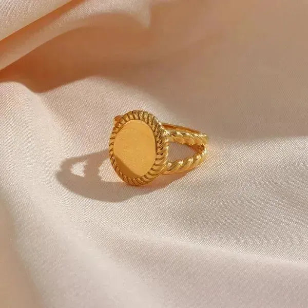 SIEGELRING DAMEN GOLD UND SILBER FARBE - ABSOLUTER STIL UND ELEGANZ - Königlicher Siegelring