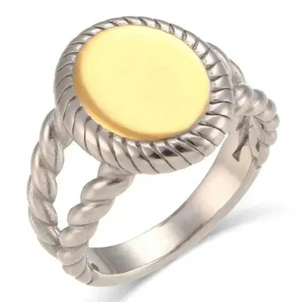 SIEGELRING DAMEN GOLD UND SILBER FARBE - ABSOLUTER STIL UND ELEGANZ - Königlicher Siegelring