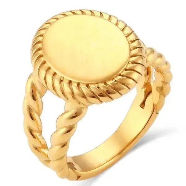 SIEGELRING DAMEN GOLD UND SILBER FARBE - ABSOLUTER STIL UND ELEGANZ - Königlicher Siegelring