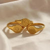 SIEGELRING DAMEN MOND SONNE STERN GOLD PLATTIERTER RING SCHMUCK - Königlicher Siegelring