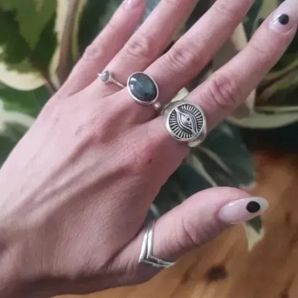 Signet ring Horus eye 925 sterling silver - Königlicher Siegelring