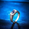 SIEGELRING DE LUXE IN 14K WEISSGOLD MIT BLAUEN SAPHIREN : SYMBOL DER UNTERSCHEIDUNG - Königlicher Siegelring