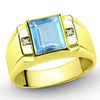 SIEGELRING DE LUXE IN GOLD GELB : AQUAMARIN STEIN UND DIAMANTEN - Königlicher Siegelring