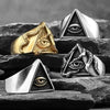 SIEGELRING EDELSTAHL FREIMAURER ILLUMINATI DREIECK HERRENRING-PUNK BIKER - Königlicher Siegelring