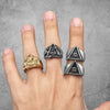 SIEGELRING EDELSTAHL FREIMAURER ILLUMINATI DREIECK HERRENRING-PUNK BIKER - Königlicher Siegelring
