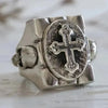 SIEGELRING FÜR HERREN AUS SILBER MEXIKANISCHES KREUZ UND TOTENKOPF - Königlicher Siegelring