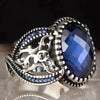 SIEGELRING FÜR HERREN AUS SILBER MIT DIAMANT STEIN BLAU CZ - Königlicher Siegelring