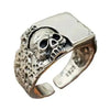 SIEGELRING GOTHIC IN STERLING SILBER MIT TEXTURIERTEM TOTENKOPF - Königlicher Siegelring
