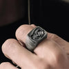 SIEGELRING GOTHIC : TOTENKOPF HANDGEFERTIGT LÖWE FOSSIL SCHMUCK : HERREN SILBER - Königlicher Siegelring
