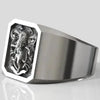 SIEGELRING HERREN AUS STERLING SILBER DIE SKULPTUR LÖWENKOPF 3D - Königlicher Siegelring