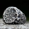 Siegelring Herren Edelstahl mit Wikinger Runen und Totem Odin Kompass - Königlicher Siegelring