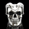 SIEGELRING HERREN GOTHIC TOTENKOPF MIT STIER HÖRNER - Königlicher Siegelring