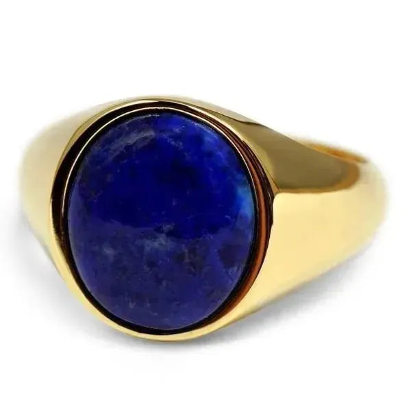 SIEGELRING HERREN LAPIS STEIN BLAU - GLANZ UND RAFFINESSE - Königlicher Siegelring