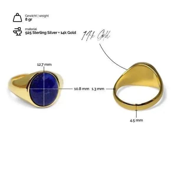 SIEGELRING HERREN LAPIS STEIN BLAU - GLANZ UND RAFFINESSE - Königlicher Siegelring