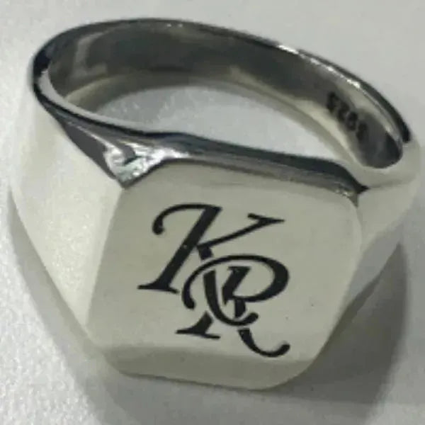 SIEGELRING HERREN PERSONALISIERT EIN FLACHES RECHTECKIGES DESIGN - Königlicher Siegelring