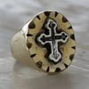 SIEGELRING HERREN RELIGIÖS MESSING UND SILBER MIT KREUZ - Königlicher Siegelring