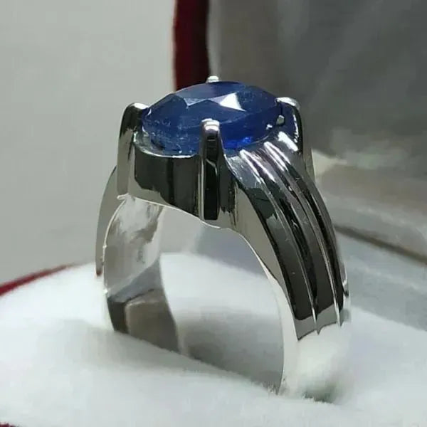 SIEGELRING HERREN SILBER DER STEIN DER LOYALITÄT BLAUER SAPHIR - Königlicher Siegelring