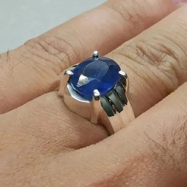 SIEGELRING HERREN SILBER DER STEIN DER LOYALITÄT BLAUER SAPHIR - Königlicher Siegelring