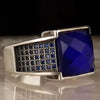 SIEGELRING HERREN SILBER EIN SAPHIR STEIN SCHICKES DESIGN - Königlicher Siegelring