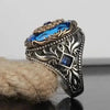 SIEGELRING HERREN SILBER HANDGEFERTIGT EDELSTEIN BLAUER TOPAS - Königlicher Siegelring