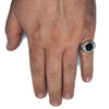 SIEGELRING HERREN SILBER MASSIV EIN EINZIGER ONYX STEIN SCHWARZ - Königlicher Siegelring