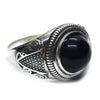 SIEGELRING HERREN SILBER MASSIV EIN EINZIGER ONYX STEIN SCHWARZ - Königlicher Siegelring
