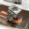SIEGELRING HERREN SILBER MASSIV HERZ UND MYSTERIENSPIEL KREUZ - Königlicher Siegelring