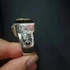 SIEGELRING HERREN SILBER MIT LÖWE ZIGEUNER-STIL UND GROSSEN STEIN - Königlicher Siegelring