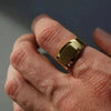 SIEGELRING HERREN SILBER UND GOLD : MINIMALISTISCHES MODERNES DESIGN - Königlicher Siegelring