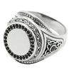 SIEGELRING HERREN SILBER UNPLATED CELTIC STYLE MIT ZIRKONIA STEINE - Königlicher Siegelring