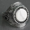 SIEGELRING HERREN SILBER UNPLATED CELTIC STYLE MIT ZIRKONIA STEINE - Königlicher Siegelring