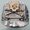 SIEGELRING HERREN TOTENKOPF BIKER AUS STERLING SILBER - REBELLISCHE ELEGANZ - Königlicher Siegelring