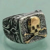 SIEGELRING HERREN TOTENKOPF BIKER AUS STERLING SILBER - REBELLISCHE ELEGANZ - Königlicher Siegelring
