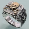 SIEGELRING HERREN TOTENKOPF BIKER AUS STERLING SILBER - REBELLISCHE ELEGANZ - Königlicher Siegelring