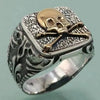 SIEGELRING HERREN TOTENKOPF BIKER AUS STERLING SILBER - REBELLISCHE ELEGANZ - Königlicher Siegelring