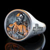 Personalized Silver Saint Francis Ring, Handmade Savior Men Ring, Christian Saint Francis Signet Ring, Catholic Jewelry, Religious Men Gift - Königlicher Siegelring