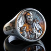 Personalized Silver Saint Francis Ring, Handmade Savior Men Ring, Christian Saint Francis Signet Ring, Catholic Jewelry, Religious Men Gift - Königlicher Siegelring