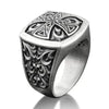 Cross Floral Mens Signet Ring, Maltese Cross Engraved Signet Ring For Men, Victorian Motif Botanical Ring in Sterling Silver, Religious Ring - Königlicher Siegelring